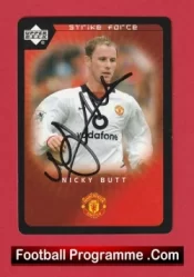 Manchester United Nicky Butt Autograph Signed Football Card Man Utd