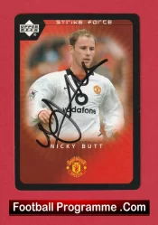 Manchester United Nicky Butt Autograph Signed Football Card Man Utd