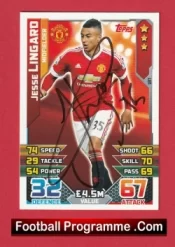 Manchester United Jesse Lingard Autograph Signed Football Card Man Utd