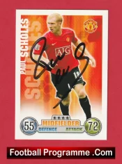 Manchester United Paul Scholes Autograph Signed Football Card Man Utd
