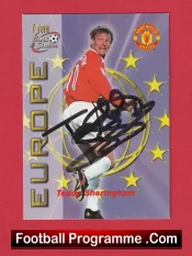 Manchester United Teddy Sheringham Autograph Signed Football Card Man Utd