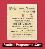 England v Brazil 1963 – Football Match Ticket