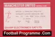 Manchester United v Charlton Athletic 1988 – Football Match Ticket