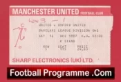 Manchester United v Oxford United 1987 – Football Match Ticket