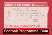 Manchester United v Oxford United 1987 – Football Match Ticket