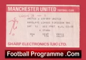 Manchester United v Oxford United 1987 – Football Match Ticket