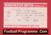 Manchester United v Oxford United 1987 – Football Match Ticket