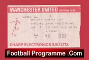 Manchester United v Norwich City 1987 – Football Match Ticket