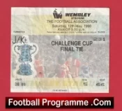 Crystal Palace v Manchester United 1990 League Cup Final Ticket