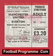 Manchester United v Everton 1987 – Man Utd Football Ticket