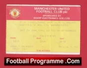 Manchester United v Bolton Wanderers 1991 – FA Cup Match Ticket