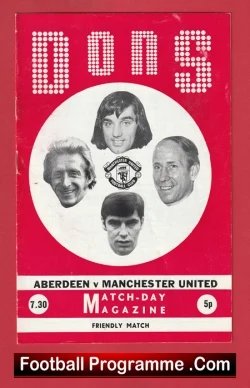 Aberdeen v Manchester United 1972 - Scotland Friendly Game - football programme