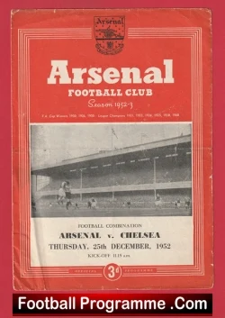 Arsenal v Chelsea 1952 - 1950's - football programme