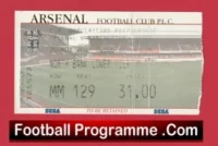 Arsenal v Manchester United 2001 – Football Match Ticket