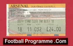Arsenal v Manchester United 2001 - Football Ticket - football memorabilia