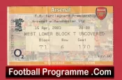 Arsenal v Manchester United 2003 – Match Ticket