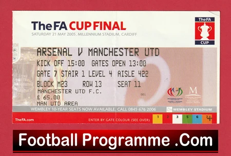 Arsenal v Manchester United 2005 - Cup Final Football Ticket Wales - Image 2