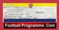 Arsenal v Manchester United 2010 – Football Match Ticket