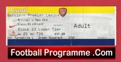 Arsenal v Manchester United 2010 - Football Match Ticket - football memorabilia