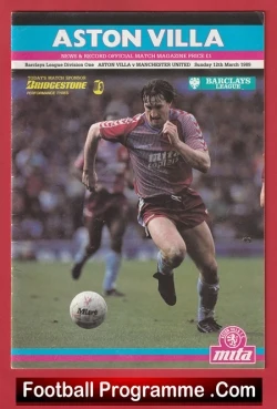 Aston Villa v Manchester United 1989 - Man Utd - football programme