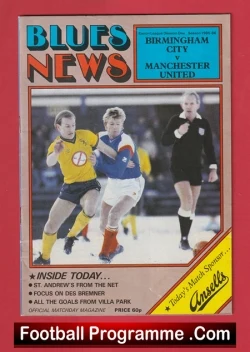 Birmingham City v Manchester United 1986 - Man Utd - football programme