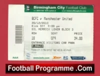 Birmingham City v Manchester United 2010 – Match Ticket