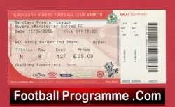 Blackburn Rovers v Manchester United 2010 - Football Ticket - football memorabilia