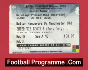 Bolton Wanderers v Manchester United 2006 – Football Ticket