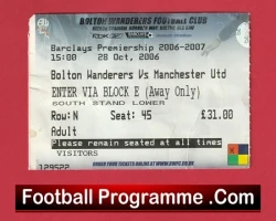 Bolton Wanderers v Manchester United 2006 - Football Ticket - football memorabilia