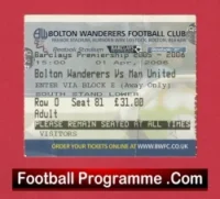 Bolton Wanderers v Manchester United 2006 – Match Ticket