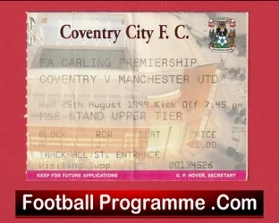 Coventry City v Manchester United 1999 - Match Ticket - football memorabilia