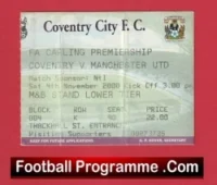 Coventry City v Manchester United 2000 – Football Ticket