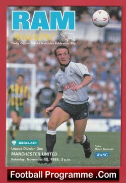 Derby County v Manchester United 1988 - Man Utd - football programme