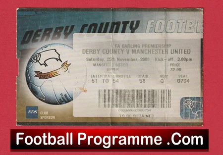 Derby County v Manchester United 2000 - Match Ticket - Image 2