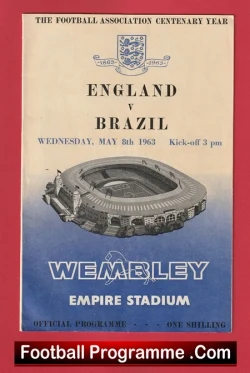 England v Brazil 1963 + Bobby Charlton - football programme