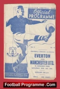 Everton v Manchester United 1946 – 1940s Programmes v Man Utd