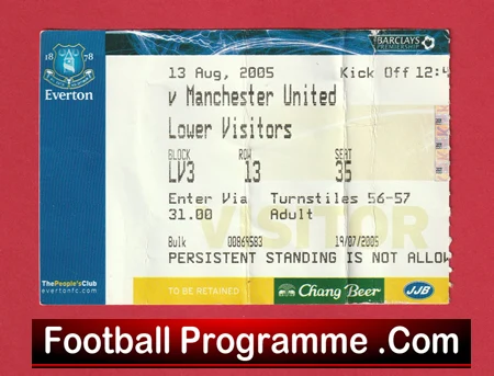 Everton v Manchester United 2005 - Match Day Ticket - Image 2