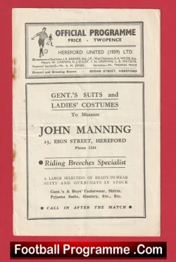 Hereford United v Chelmsford City 1946 - Old Football Programme - football programme