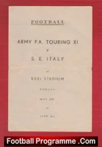 Italy v The Army FA Touring XI 1945 – Matt Busby Italy Rare !