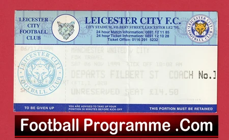 Leicester City v Manchester United 1999 - Match Ticket - Image 2
