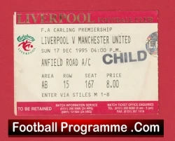 Liverpool v Manchester United 1995 - Match Ticket - football memorabilia