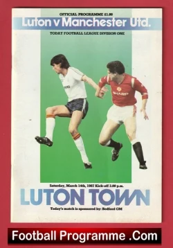Luton Town v Manchester United 1987 - Man Utd - football programme