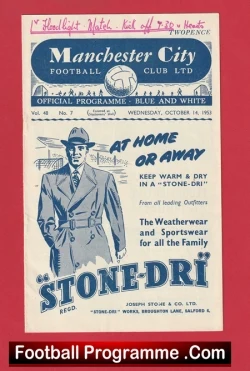 Manchester City v Heart Of Midlothian 1953 - Hearts Friendly Match - football programme
