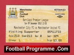 Manchester City v Manchester United 2012 - Football Ticket - football memorabilia