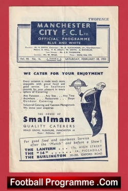 Manchester City v Middlesbrough 1950 - Man City 1950s - football programme