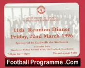 Manchester United 11th Reunion Dinner Old Trafford Ticket 1996