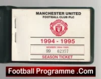 Manchester United Man Utd Season Ticket Book LMTB 1994 1995