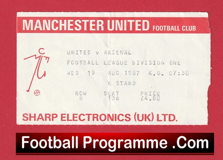 Manchester United v Arsenal 1987 - Match Ticket - Image 2