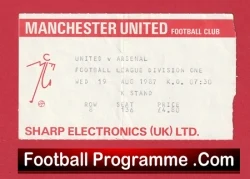 Manchester United v Arsenal 1987 - Match Ticket - football memorabilia
