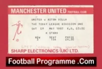 Manchester United v Aston Villa 1987 – Football Match Ticket